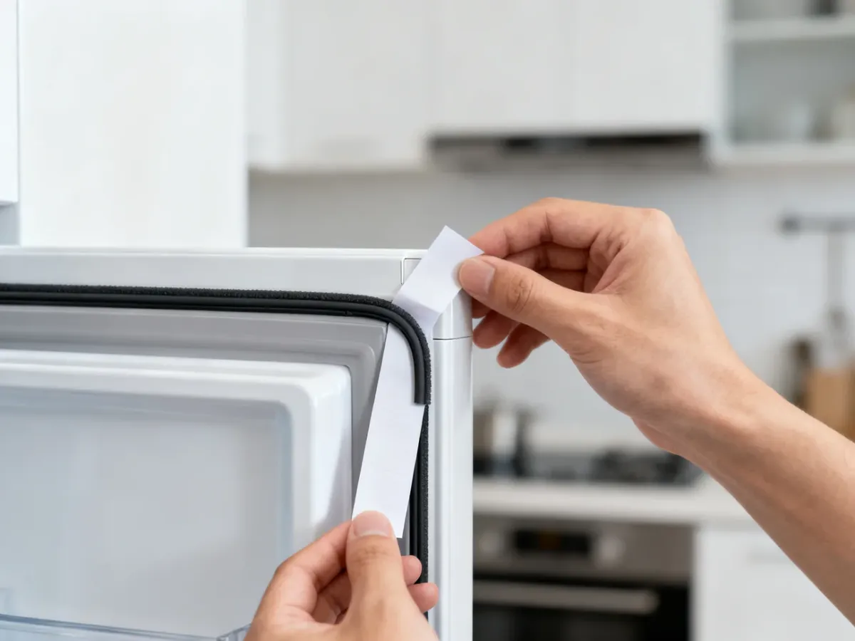 Test kartki sprawdzający szczelność uszczelki drzwi lodówki